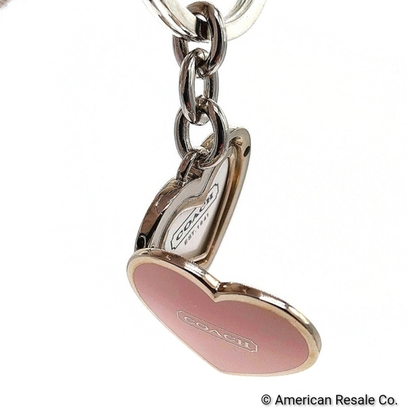 *READ* Vintage COACH Pink Enamel Heart Locket Keychain Fob Purse Charm - Picture 3 of 10